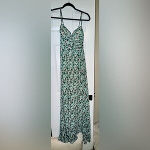 Dress Up Green Floral Flowy Maxi Dress